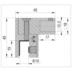 Коннектор для крепления штанги к cтеклу регулируемый Basic square 12x12